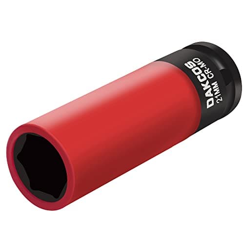 Image of DAKCOS 21mm Impact Socket Set - 1/2 Inch Drive, 6 Point Cr-Mo Metric Protective Lug Nut Socket with Plastic Sleeve
