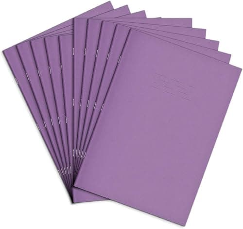 Image of Rhino A4 Exercise Books, 64-Page / 10mm Squared Paper Notebook, 10-Pack, Office & School Stationery Supplies, Purple