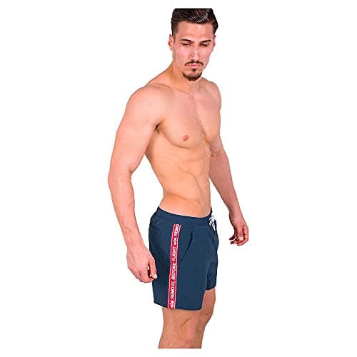 Image of Alpha Industries RBF Tape Swim Shorts Mens New Navy