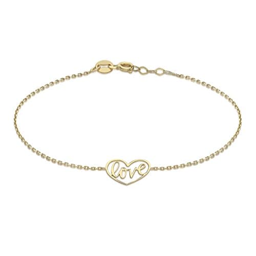 Image of Carissima Gold Women 9 ct (375) Yellow Gold 12 x 10.5 mm Love Heart Adjustable Bracelet 18 cm/7 Inch - 19 cm/7.5 Inch