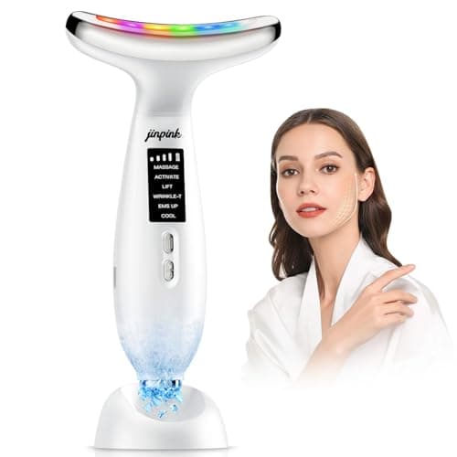 Image of Face Massager Electric Lifting Device: Facial Lift Massager with 5°C Cooling & 45°C Heating - EMS Microcurrent Neck Beauty Tool 6 Modes 7 LED - Anti-Wrinkle Skin Tightening Eye Face Sculpting Machine