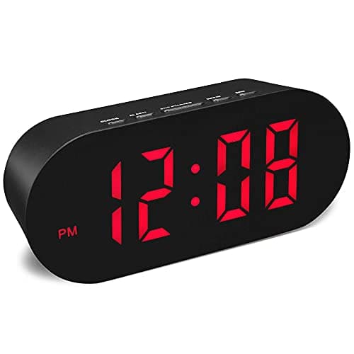 Image of FAMICOZY Simple Easy to Use Digital Alarm Clock,Small Compact,Auto Dim at Night and 6 Manual Brightness adjustments,Mains Powered,Crescendo Alarm with Snooze,12/24hr,Black