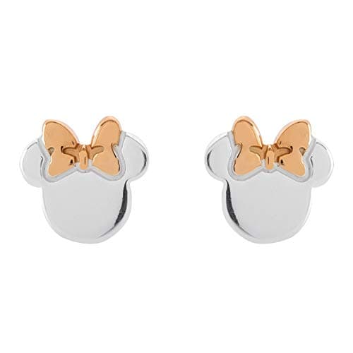 Image of Disney Minnie Mouse Jewelry for Women, Sterling Silver Stud Earrings; Mickey's 90th Birthday Anniversary, Two Tone