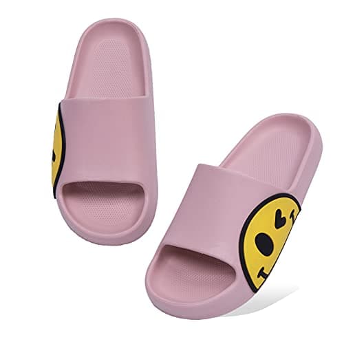Image of Waysoland Girls Boys Summer Sliders Sandals,EVA Open Toe Soft Slides Beach Bathroom Pool Shower Anti-Slip Slippers Flip Flops for Indoor & Outdoor(pink,1/2 UK Child)