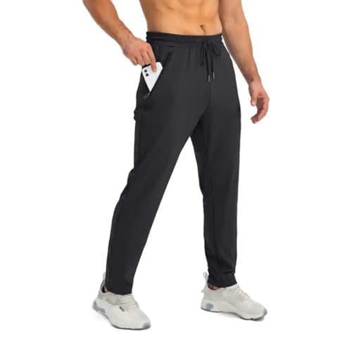 Image of Tansozer Tracksuit Bottoms Men Joggers for Men Jogging Bottoms with Zip Pockets Sweatpants Quick Dry Gym Trousers 0pen Hem Running Track Pants Mens Slim Fit Trousers Black XL
