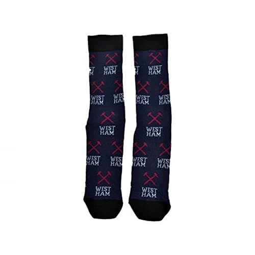 Image of WEST HAM UNITED ALL OVER PRINT SOCKS SIZE 8 TO 11 UK NAVY