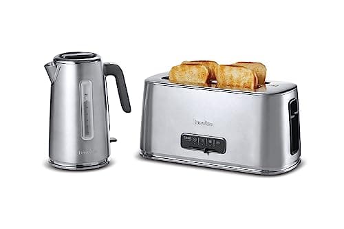 Image of Breville Edge Kettle and Toaster Set | with 1.7 Litre, 3KW Fast-Boil Electric Kettle and 4-Slice High-Lift Toaster | Brushed Stainless Steel [VKT236 and VTR023]