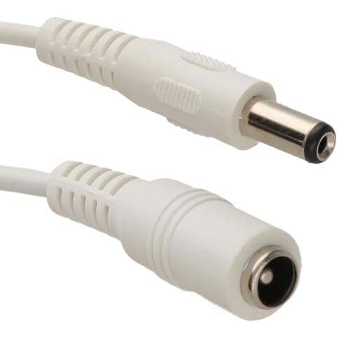 Image of kenable DC Power Extension Cable 5.5mm x 2.1mm Plug to Socket for CCTV Camera Security Systems 1.5m White