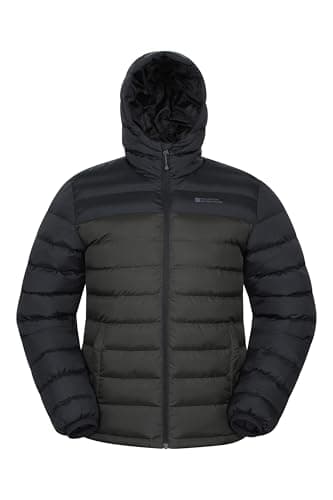 Image of Mountain Warehouse Season Mens Padded Jacket - Water Resistant Puffer Coat, Lightweight, Lab Tested to -30C, Microfibre Filler - Spring Summer, Travelling, Walking Khaki M