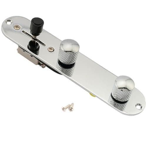 Image of Musiclily 32mm Loaded Prewired Control Plate with 3-Way Switch Wiring Harness for Tele Telecaster Style Electric Guitar,Chrome