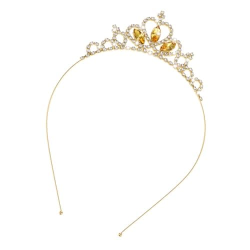 Image of Sibba Princess Tiara Crown Headpiece Hoop Tiara Gems Rhinestone Head Crown Headband for Girls Wedding Prom Party Costume Christmas Gifts (Gold)