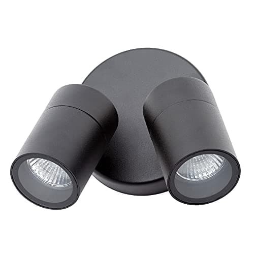 Image of LITECRAFT Kenn Wall Spotlight Outdoor Adjustable Garden GU10 Twin Light - Black