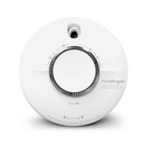 Image of FireAngel Combination Smoke and Carbon Monoxide Alarm for Home - SCB10-R, 10 Year Life, Dual Carbon Monoxide Detector and Smoke Alarm with Test and Hush Button - Combined CO and Fire Alarm - White