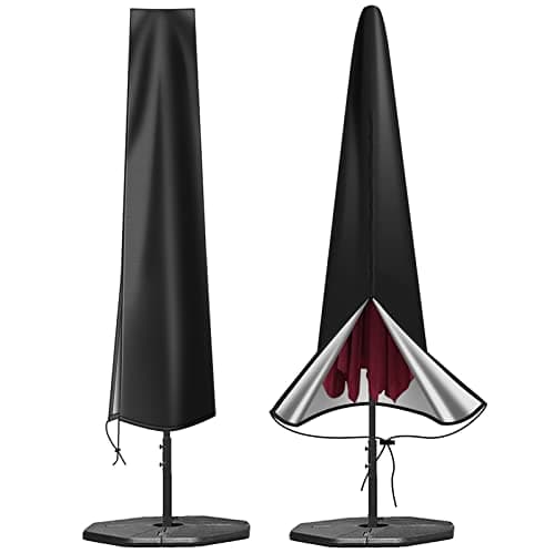 Image of OKPOW Parasol Covers Waterproof 600D Oxford Fabric Patio Umbrella Cover with Zip (190 * 30 * 50cm), for 2m 2.2m 2.3m 2.4m 2.5m 2.7m 2.8m 3m Garden Outdoor Umbrella (Black)