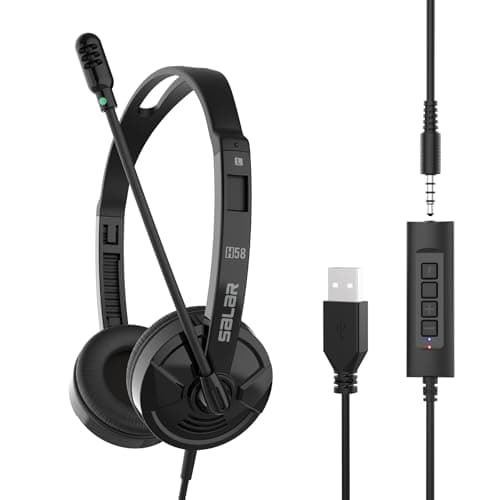 Image of RMFC USB Headsets with 3.5mm Jack Noise Cancelling Mic & Audio Controls, Wired Stereo Computer Business Headphone Phone Headset Earphone with Microphone for PC Laptop Android Mobile Phone