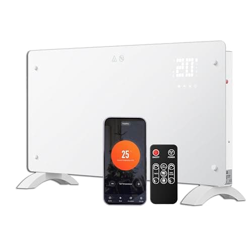 Image of DONYER POWER 2000W Convector Heater, Ultra-thin Wall-mounted or Freestanding, 24H Timer Remote Controlled Operated with WIFI Connection, Ultra-white Glass Panel