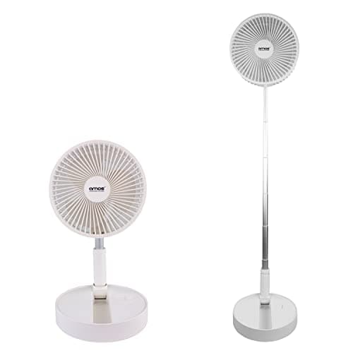 Image of AMOS 7" USB Rechargeable Battery Operated Foldable Mini Desk Fan Cordless 3 Speed Portable Cooling - Small, Quiet Desk Fan for Bedrooms, Desktops, Office and Travel