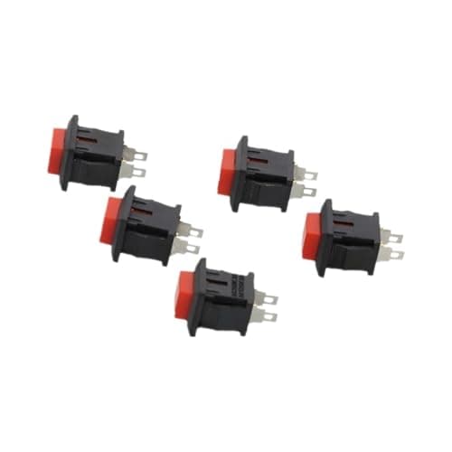 Image of 5 x Red Square Head SPST Non-Locking Push Button Switch 1A 250VAC 2A 125VAC