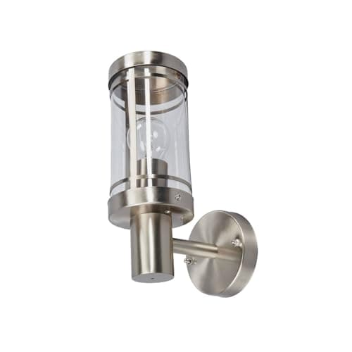 Image of Lindby Outdoor Wall Light Djori dimmable (Modern) in Silver Made of Stainless Steel (1 Light Source, E27) from wall lamp for Exterior/Interior Walls House Terrace und Balcony