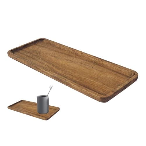 Image of Acacia-Wood Rectangular Wooden Platters, 29 x 10.8cm Wood Tray Made of Solid, Serving Board for Candle, Acacia-Wooden Tray for Candle, Perfume, Soap Dispenser, Jewelry, Keys, Decorative Trays