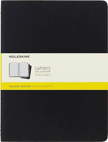 Image of Moleskine Cahier Journal, Soft Cover, XL (7.5" x 9.5") Squared/Grid, Black, 120 Pages (Set of 3)