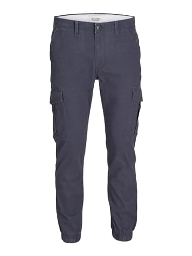 Image of JACK & JONES Men's Cargo Jogger Sweatpants Cuffed Track Bottom Slim fit Jeans for Men, Indian Ink- 36W / 32L