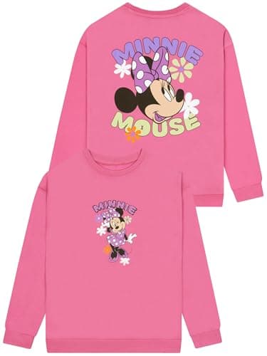 Image of Disney Minnie Mouse Girls Sweatshirt, Minnie Girls Jumper, Cotton Kids Sweatshirt, 8-9 Years Pink