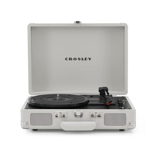 Image of Crosley Cruiser Plus Portable Turntable - Bluetooth Record Player, 3-Speed Suitcase Vinyl Player, Home Turntables for Vinyl Records, Built in Stereo Speakers, Bluetooth Receiver, AUX Input, White Sand