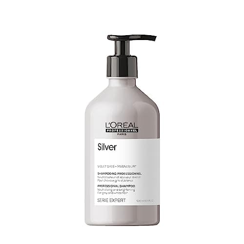 Image of L’Oréal Professionnel Silver Shampoo For Grey, White Or Light Blonde Hair, Neutralising and Brightening, Serie Expert, 500ml