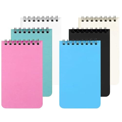 Image of KUIZHEN 6 Pack Mini Notebook, 12.6cm x 7.6cm Spiral Small Notebooks Pocket Notepad Pocket Notebooks for Office School Party Bags Small Project Writing Note Taking