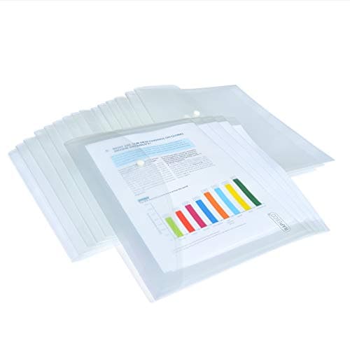 Image of Rapesco 1497 ECO Recycled Popper Wallets, A4+, Clear Transparent, Pack of 50
