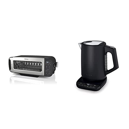 Image of Ninja Foodi 3-in-1 Toaster, Grill & Panini Press [ST200UK] 7 Cooking Functions, 7 Toast Shades & Kettle [KT200UK] Perfect Temperature, Black, 1.7L, Rapid Boil, Hold Temp