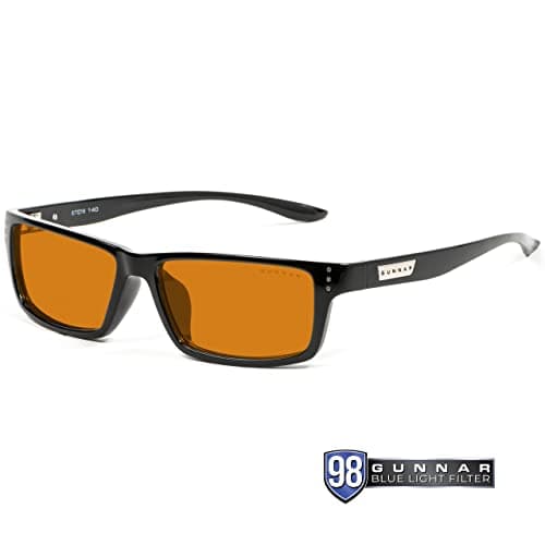 Image of Gunnar Gaming and Computer Eyewear - Riot, Frame Colour: Onyx, Lens Tint: Amber MAX (Blocks 98% Blue Light & 100% UV Light) - Blue Light Blocking Glasses - Patented lens - Reduce eye strain & dryness