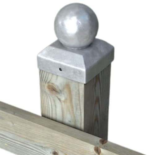 Image of [FIXINGS DIRECT] Metal Fence Post Cap - Decorative Round Cap, Multiple Sizes & Colours (2x Silver (75x75mm))