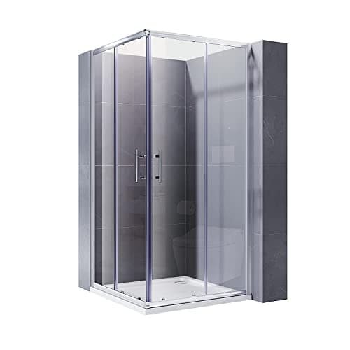 Image of ELEGANT 1000 x 700mm Square Corner Entry Shower Enclosure with Sliding Reversible Shower Door for Bathroom Enclosure Cubicle