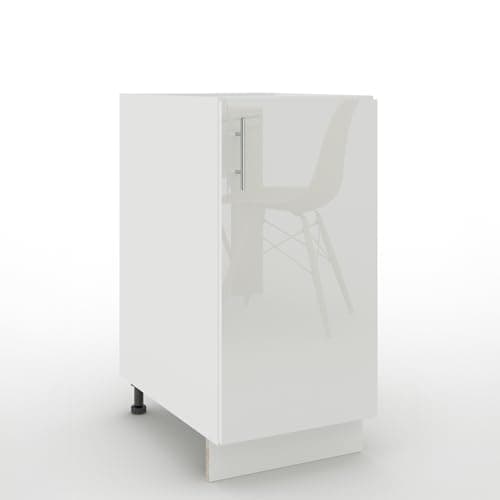 Image of JD Greta Adjustable Kitchen Base Unit - 400mm - Base Cabinet with Door (No Worktop) - White Gloss
