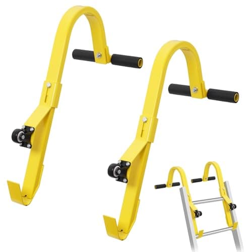 Image of 2PCS Roof Ladder Hook Kit, Load Capacity 300kg Roof Ladder, Steel Ladder Hook for Roof with Wheel, Ladder Stabiliser, Universal Adapter for Aluminium Alloy Ladder, Roof Extension