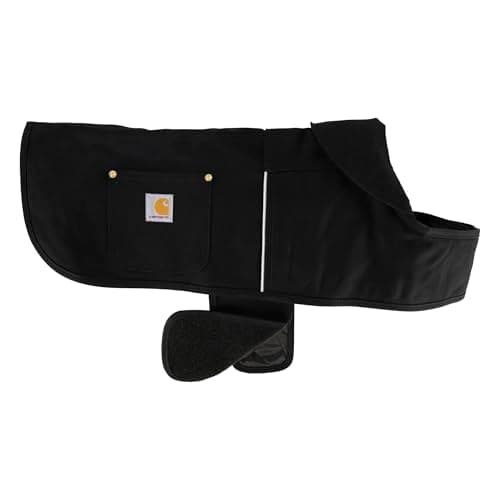 Image of Carhartt Firm Duck Dog Chore Coat, Insulated Weather Resistant Jacket for Cold and Windy Conditions, Black, Small