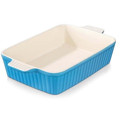 Image of MALACASA 4.4 QT Baking Dish, 9x13 Large Casserole Dish for Oven, Ceramic Baking Pan, Rectangular Lasagna Pan Deep with Handles for Baking, Durable Microwave Oven Safe, Blue, Series BAKE-BAKE
