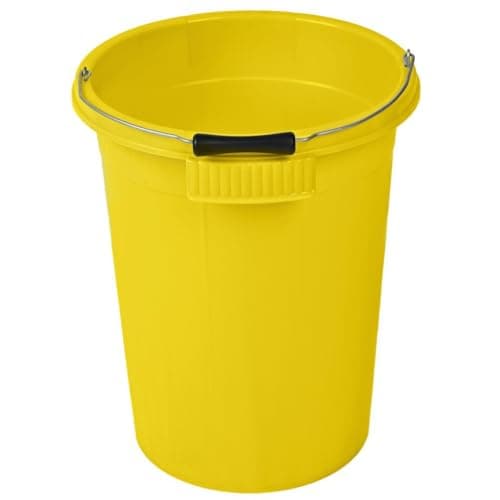 Image of Red Gorilla 30 Litre Plasterers Mixing Bucket Bin with Handle in Yellow Reinforced Sides Durable Easy Grip Handles Weather Resistant Frost Proof Trade Construction DIY Rubble Container 45cm x 40cm