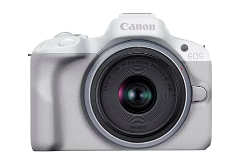 Image of Canon EOS R50 + RF-S 18-45mm F4.5-6.3 IS STM Lens - Compact Mirrorless Digital Camera - 24.2 MP, UHD 4K Video, APS-C Sensor - 15 FPS Continuous Shooting - Vari-Angle Touchscreen - Bluetooth & Wi-Fi