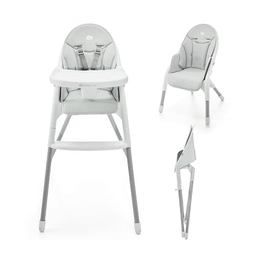 Image of Kinderkraft DINNLY, Foldable highchair, Easy Tool-Free Setup, Comfortable Easy-Clean Insert, footrest Support, Stable Design with 5-Point Harness, Grows with the Child, Light Gray