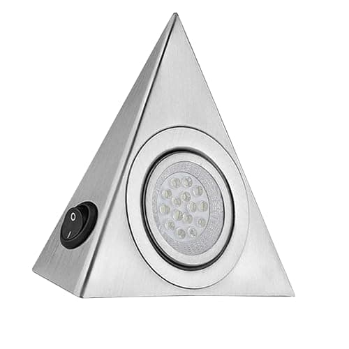 Image of 1 Pcs LED triangle under cabinet lights – Warm White under cupboard kitchen lights mains powered Spotlights, Stainless Steel Energy-Efficient triangle LED lights for Kitchen, Wardrobe, Display Units