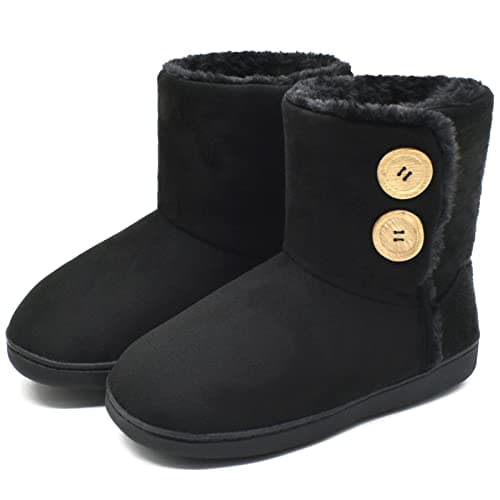 Image of KuaiLu Womens Slipper Boots Knitted Winter Warm Comfy Memory Foam Ladies Bootie Slippers Women Comfort fluff Plush Faux Fur Lined Bedroom House Ankle Slippers Indoor Outdoor Rubber Sole