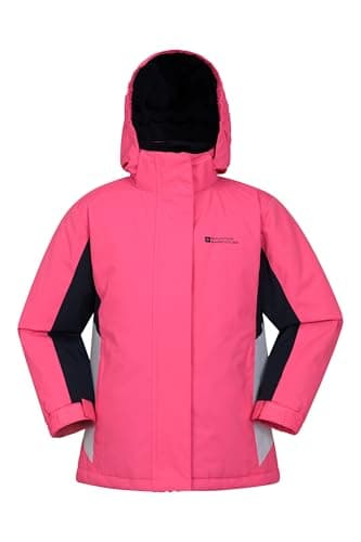 Image of Mountain Warehouse Honey Kids Ski Jacket - Snowproof, Fleece Lined Snow Coat with Hood - Boys and Girls Winter Warm Skiing, Snowboarding & Outdoors Light Pink Kids Size 11-12 Years