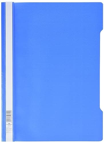 Image of Durable Clear View A4 Document Folder Blue | Transparent Front Cover | Pack of 50 Folders | Ideal for Holding A4 Punched Documents
