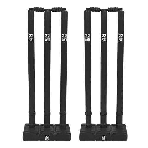 Image of 22YardsPro Cricket Stumps with Base – Durable Plastic Cricket Wickets Set with Bails, High Visibility Training Stumps for Practice, Nets & Matches