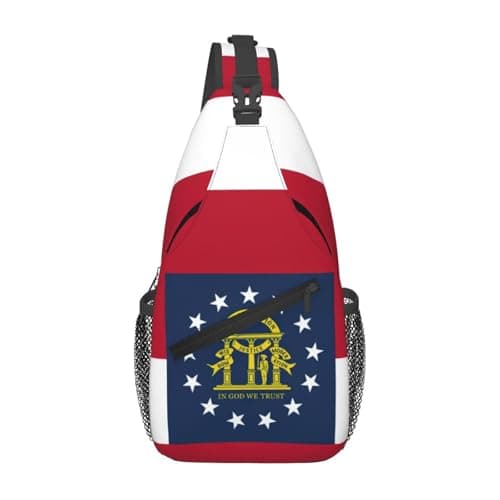 Image of Fgwaauh Georgia State Flag Large Crossbody Pack Sling Bag Travel Hiking Chest Backpack For Women Men One Size