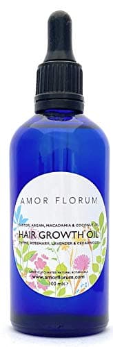 Image of Amor Florum Scalp & Hair Density Oil – 100% Natural Castor & Rosemary Treatment – Nourishing Oil for Thicker, Fuller Looking Hair – 100ml Sustainable Glass Bottle