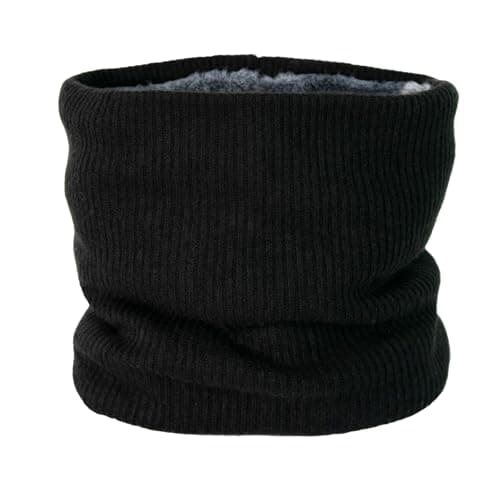 Image of OBSGUMU Neck Warmer for Men Women Fleece Neck Warmer Thermal Snoods for Men Windproof Thermal Knitted Neck Snood Scarf Dust Skiing Circle for Outdoor Sport Black Snoods